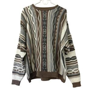 ASOS Design XL Neutral Mixed Cable Knit Sweater Coogi Style Y2K Grandpa retro XL